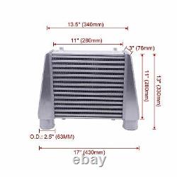 2.5 Inlet & Outlet Universal Turbo Front Mount Alumiunum Intercooler 17X13X3