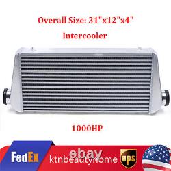 4 1000HP 31x12x4 Inch Aluminum I/O FMIC Front Mount Intercooler Core 5-50PSI