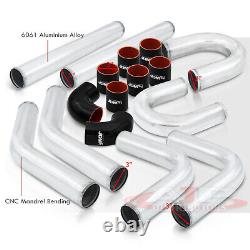 8 Pcs 3 Intercooler Piping Kit + U Bend + T-Bolt Clamps + Blk Silicone Couplers