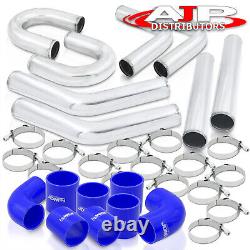 8 Pcs 3 Intercooler Piping Kit + U Bend + T-Bolt Clamps +Blue Silicone Couplers
