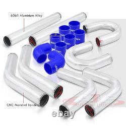 8 Pcs 3 Intercooler Piping Kit + U Bend + T-Bolt Clamps +Blue Silicone Couplers