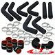 8 Piece 3 Black Intercooler Piping Kit + T-bolt Clamps + Blk Silicone Couplers
