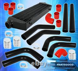 8 Piece Piping Kit + Turbo Fmic Front Mount Intercooler + Silicone Couplers Red
