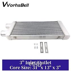 Aluminum 3'' I/O Front Same Side Mount Turbo Intercooler 31x13x3 Plate Type