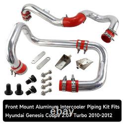 Front Mount Aluminum Intercooler Piping Kit For Hyundai Genesis 2.0T Red 10-12