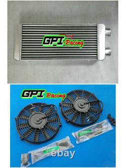 Front Mount Aluminum turbo Intercooler 600x300x70mm same side 76mm FAN