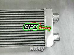 Front Mount Aluminum turbo Intercooler 600x300x70mm same side 76mm FAN