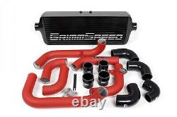 GrimmSpeed Front Mount Intercooler Kit Black Coated Inc. Red Piping For Subaru