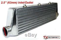 Large Alloy Front Mount Universal Turbo Intercooler With 2.5 63mm Outlets