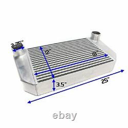 REV9 universal fit V-MOUNT TURBO INTERCOOLER FMIC 25X12X3.5/ 550HP/ 2.75 IN/OUT