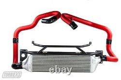 Turbo XS for Front Mount Intercooler Kit Wrinkle Red Pipes 2015+ Subaru STi