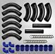 Universal Black Front Mount Intercooler Piping Kit Withblue Couplers 12 Pieces 3