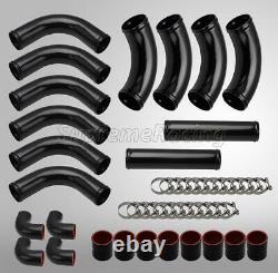 UNIVERSAL BLACK FRONT MOUNT INTERCOOLER PIPING KIT withCOUPLERS 12PC 3 INCHES