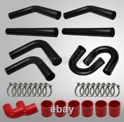 UNIVERSAL BLACK FRONT MOUNT INTERCOOLER U PIPING KIT withCOUPLERS 8PC 2.5 RED