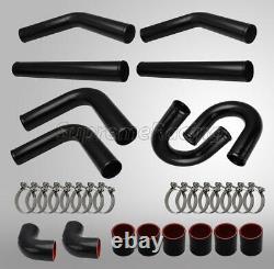 UNIVERSAL BLACK FRONT MOUNT INTERCOOLER U PIPING KIT withCOUPLERS 8 PIECES 2.5