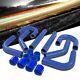Universal 2.75 Blue 8pc Front Mount Intercooler Piping Straight Hose+clamp