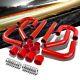 Universal 2.75 Red 8pc Front Mount Intercooler Piping Straight Hose+clamp
