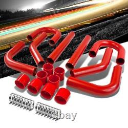 Universal 2.75 Red 8PC Front Mount Intercooler Piping Straight Hose+Clamp