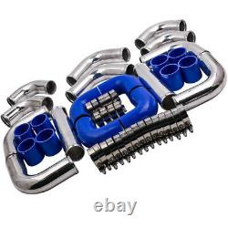 Universal 3.0- 25x13x3 Aluminum Turbo Intercooler Piping Kit Coupler Blue