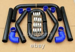 Universal 3 8pc Front Mount Turbo Intercooler U Pipe Piping Kit +Blue Couplers