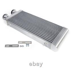 Universal Aluminum Polished Tube & Fin Intercooler Front Mount 3 Inlet & Outlet