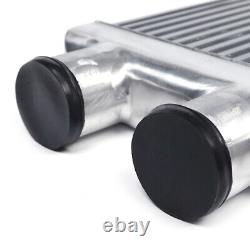Universal Aluminum Polished Tube & Fin Intercooler Front Mount 3 Inlet & Outlet