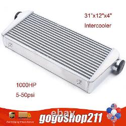 Universal Front Mount Intercooler 31x12x4 3 Inlet & Outlet Intercooler 1000HP