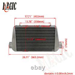 Universal Front Mount Intercooler 450x300x90mm, 76mm Inlet/Outlet TUBE & FIN