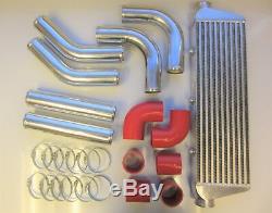 Universal Front Mount Intercooler Kit FMIC 57mm 2.25 RED HOSES 550x180x65 Core