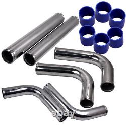 Universal Turbo Intercooler 27x7x2.5 & 2.5 Aluminum Pipe Tube & Couplers Set